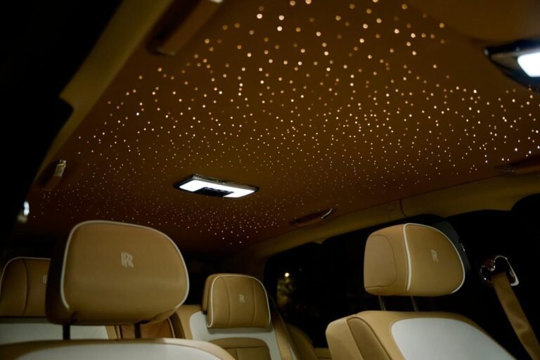 Rolls-Royce Cullinan Starlight headliner lit at night